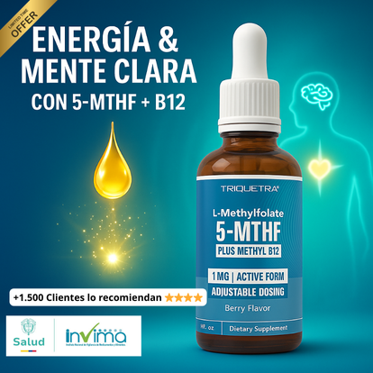 🌟 Metilfolato 5MTHF + B12 – Energía Natural y Mente Clara, sin químicos👩🔬🚫